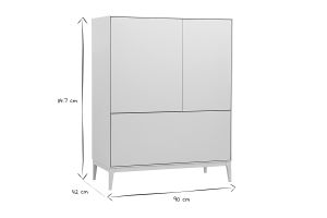 Buffet haut beige laqué mat 2 portes 1 tiroir L90 cm GRAY