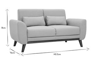 Canapé 2 places en tissu bleu foncé et bois foncé EKTOR