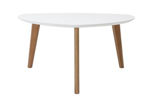 Table basse scandinave blanc et bois clair chêne L80 cm EKKA