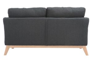 Canapé scandinave déhoussable 2 places en tissu gris foncé et bois clair OSLO