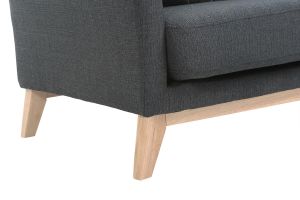 Canapé scandinave déhoussable 2 places en tissu gris foncé et bois clair OSLO