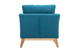 Fauteuil scandinave déhoussable en tissu bleu canard et bois clair OSLO