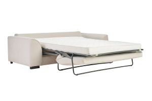 Canapé convertible 3 places en tissu effet velours beige avec matelas 12 cm ARMAND