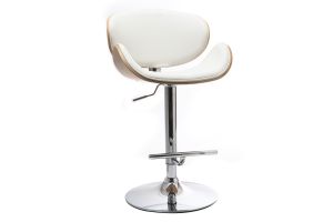 Tabouret de bar design blanc et bois clair WALNUT