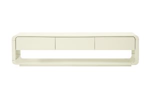 Meuble TV design beige laqué brillant 3 tiroirs L179.5 cm SAILOR