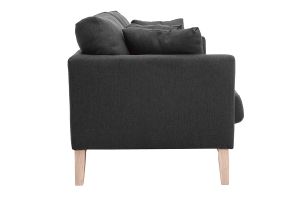 Canapé scandinave déhoussable 3 places en tissu gris foncé et bois clair OSLO