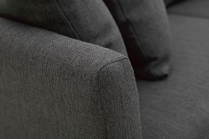 Canapé scandinave déhoussable 3 places en tissu gris foncé et bois clair OSLO