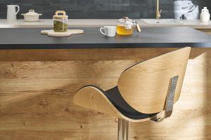 Tabouret de bar design noir et bois clair WALNUT