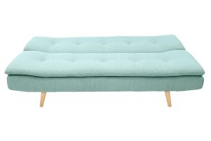 Canapé convertible scandinave 3 places en tissu vert lagon et bois clair SENSO