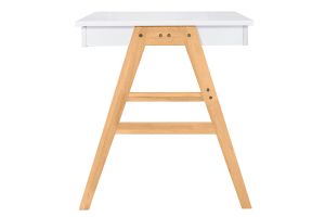 Bureau avec rangements 2 tiroirs scandinave blanc et bois clair chêne L120 cm BROOK