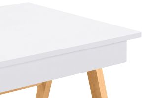 Bureau avec rangements 2 tiroirs scandinave blanc et bois clair chêne L120 cm BROOK