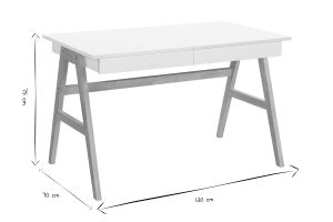 Bureau avec rangements 2 tiroirs scandinave blanc et bois clair chêne L120 cm BROOK