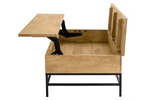 Table basse relevable industrielle bois manguier massif et métal noir L110 cm YPSTER