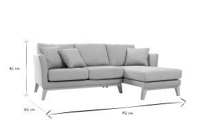 Canapé d'angle droit déhoussable scandinave 4 places en tissu vert lagon et bois clair OSLO
