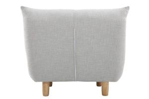 Fauteuil scandinave en tissu gris clair et bois clair YUMI