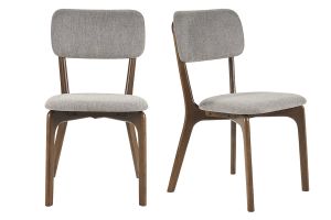 Chaises en tissu effet velours texturé gris et bois foncé (lot de 2) JOCA