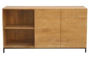 Buffet industriel en bois manguier massif et métal noir 2 portes L145 cm YPSTER