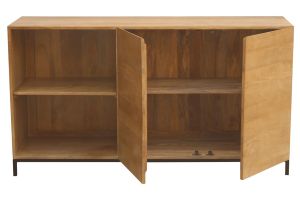 Buffet industriel en bois manguier massif et métal noir 2 portes L145 cm YPSTER