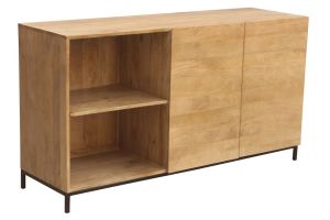Buffet industriel en bois manguier massif et métal noir 2 portes L145 cm YPSTER