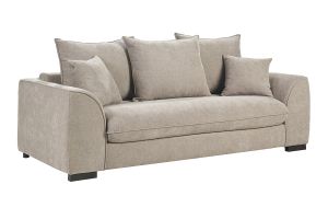 Canapé convertible 3 places en tissu effet velours taupe avec matelas 12 cm ARMAND