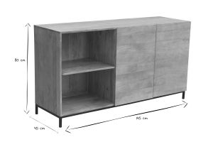 Buffet industriel en bois manguier massif et métal noir 2 portes L145 cm YPSTER