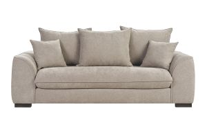 Canapé convertible 3 places en tissu effet velours taupe avec matelas 12 cm ARMAND