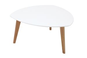 Table basse scandinave blanc et bois clair chêne L80 cm EKKA