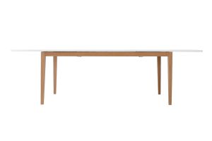 Table à manger scandinave extensible blanche pieds bois rectangulaire L180-260 cm DELAH