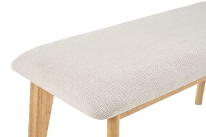 Banc scandinave en tissu effet velours texturé beige et bois clair L92 cm ELION
