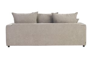 Canapé convertible 3 places en tissu effet velours taupe avec matelas 12 cm ARMAND
