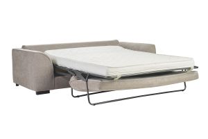 Canapé convertible 3 places en tissu effet velours taupe avec matelas 12 cm ARMAND