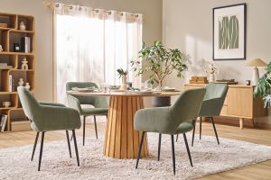 Table à manger ronde en bois foncé noyer D137 cm DITA
