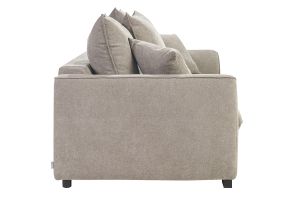 Canapé convertible 3 places en tissu effet velours taupe avec matelas 12 cm ARMAND