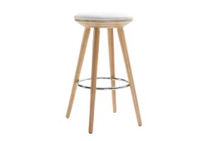 Tabouret de bar scandinave blanc et bois clair 65 cm NORDECO