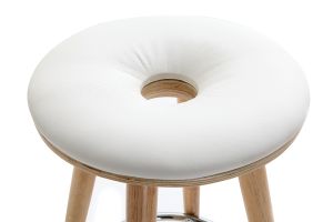 Tabouret de bar scandinave blanc et bois clair 65 cm NORDECO