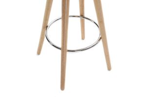 Tabouret de bar scandinave blanc et bois clair 65 cm NORDECO