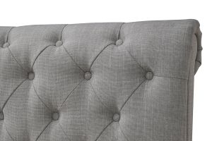 Lit 2 places 160x200 cm en tissu gris capitonné RILEY