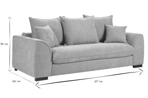 Canapé convertible 3 places en tissu effet velours taupe avec matelas 12 cm ARMAND