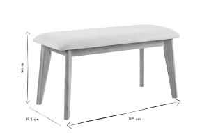 Banc scandinave en tissu effet velours texturé beige et bois clair L92 cm ELION