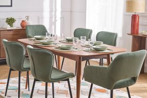 Table à manger extensible rectangulaire en bois foncé L130-160 cm NORDECO