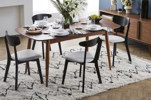 Table à manger extensible rectangulaire en bois foncé L130-160 cm NORDECO