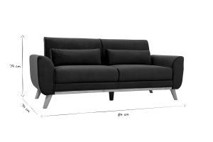 Canapé scandinave 3 places en tissu beige et bois clair EKTOR