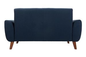 Canapé 2 places en tissu bleu foncé et bois foncé EKTOR