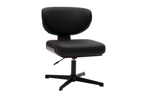 Chaise de bureau noire et bois foncé noyer HANZ