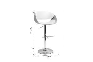 Tabouret de bar design réglable blanc et bois clair BENT
