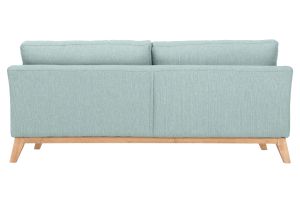 Canapé scandinave déhoussable 3 places en tissu vert lagon et bois clair OSLO