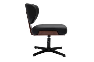 Chaise de bureau noire et bois foncé noyer HANZ