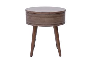 Table de chevet ronde en bois foncé avec tiroir JUDITH