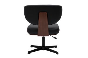 Chaise de bureau noire et bois foncé noyer HANZ