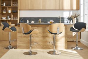 Sgabello da bar design nero e legno chiaro WALNUT